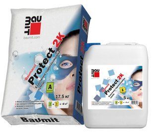 Гідроізоляційна суміш еластична Baumit Protect 2К, комплект (мішок 17,5 кг + каністра 5 кг)